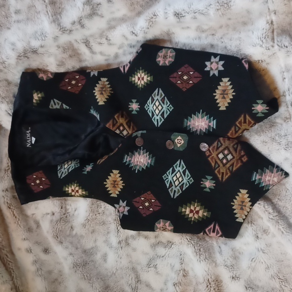 Nadia Vintage Aztec Tapestry Vest
